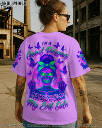 I'M A GOOD PERSON SKULL MESSY BUN ALL OVER PRINT  - TLTR0406251