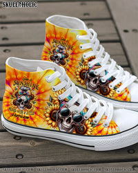 SHE IS SUNSHINE SKULL TIE DYE HIGH TOP CANVAS SHOES - TLTW0711239