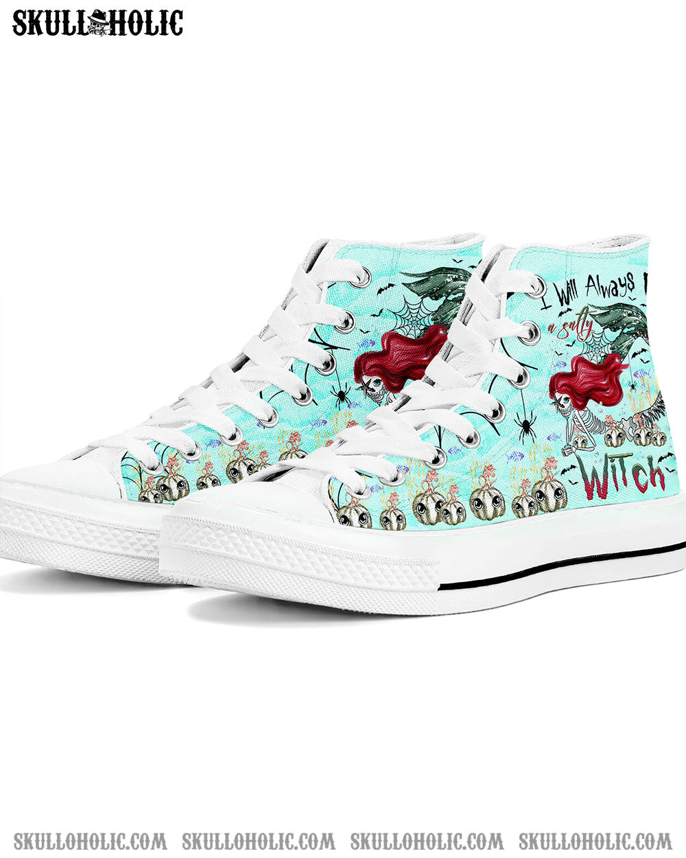 SALTY WITCH MERMAID HALLOWEEN HIGH TOP CANVAS SHOES - TLTR2808236