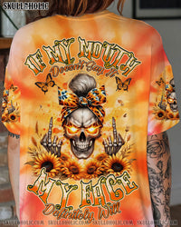 IF MY MOUTH DOESN'T SAY IT SKULL MESSY BUN ALL OVER PRINT - TLNT1405245