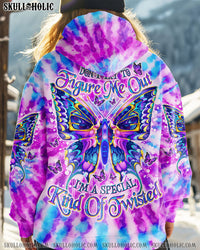DON'T TRY TO FIGURE ME OUT SKULL  BUTTERFLY ALL OVER PRINT  - TLNO1911243