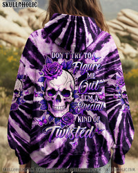 DON'T TRY TO FIGURE ME OUT SKULL PURPLE  TIE DYE ALL OVER PRINT  - TLTW0412241