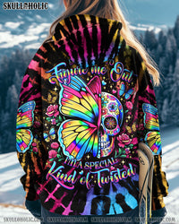 DON'T TRY TO FIGURE ME OUT SKULL BUTTERFLY TIE DYE ALL OVER PRINT - TLNO1112241