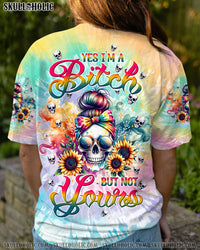 YES I'M A B BUT NOT YOURS MESSY BUN TIE DYE ALL OVER PRINT - TLTW1011233
