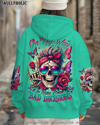 ON MY WAY TO MAKE SOME BAD DECISIONS MESSY BUN SKULL ALL OVER PRINT - TYTD0502252