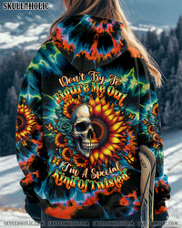 DON'T TRY TO FIGURE ME OUT  SKULL SUNFLOWER ALL OVER PRINT   - TLTW2610244