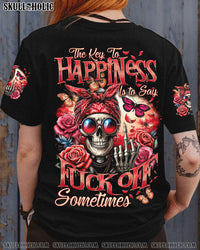 THE KEY TO HAPPINESS MESSY BUN SKULL ALL OVER PRINT - TYTD1505243