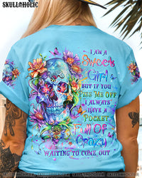 I AM A SWEET GIRL FLOWER SKULL ALL OVER PRINT - YHLT2407242