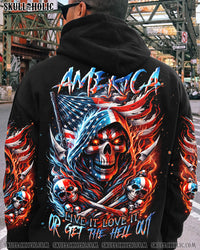 AMERICA LIVE IT LOVE IT OR GET THE HELL OUT SKULL ALL OVER PRINT - TLNT0111231