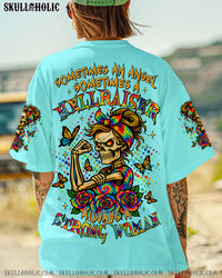 ALWAYS A STRONG WOMAN SKULL MESSY BUN ALL OVER PRINT - TLTR1305253