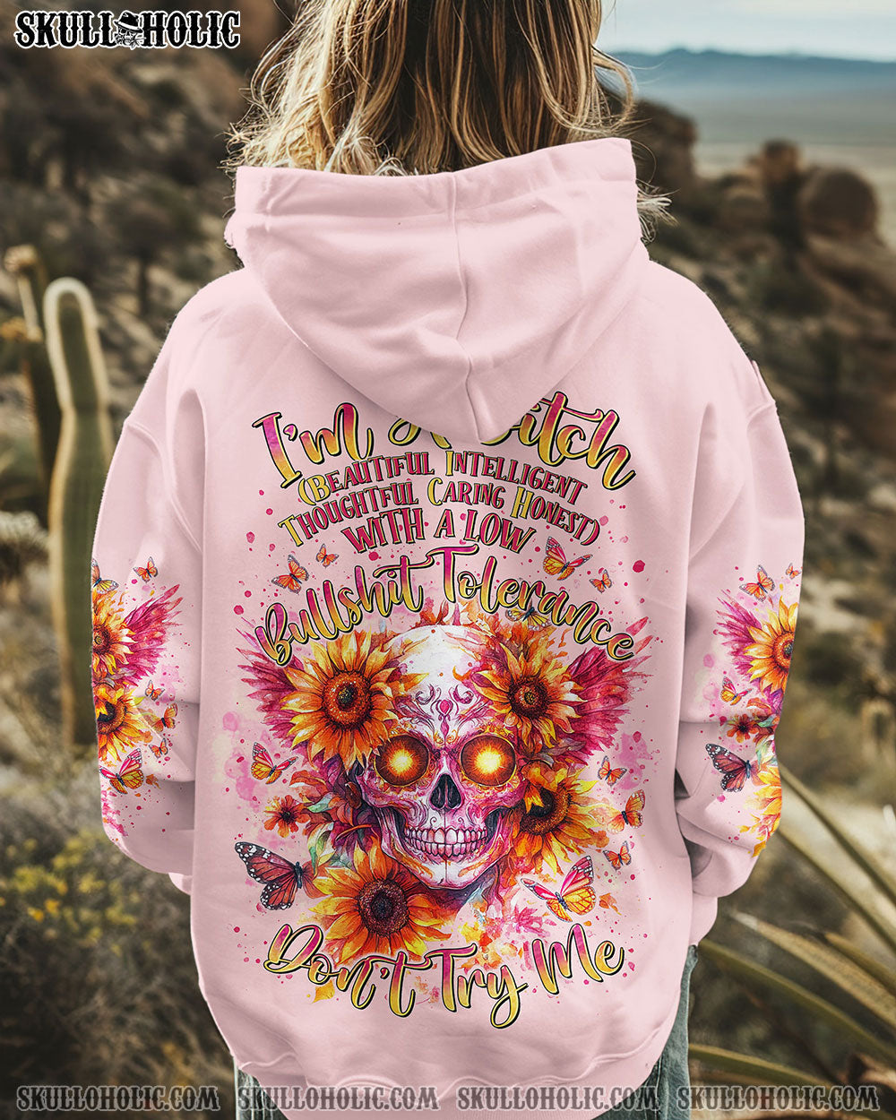 I'M A B DON'T TRY ME SKULL SUNFLOWER ALL OVER PRINT - TLTR2511242