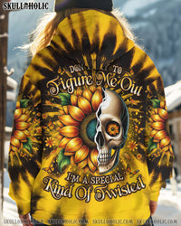 DON'T TRY TO FIGURE ME OUT SKULL SUNFLOWER ALL OVER PRINT - TLNO2311241