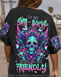 I'M NOT ANTI-SOCIAL SKULL WINGS NEON ALL OVER PRINT - TLNT0712232
