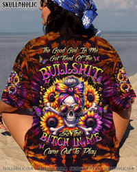 THE GOOD GIRL IN ME SKULL MESSY BUN ALL OVER PRINT - TLTW0407241