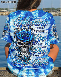 WARNING THIS TATTOOED GIRL SKULL ROSE TIE DYE ALL OVER PRINT - TLNO2906241
