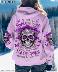 I AM A SWEET GIRL BUT IF YOU PISS ME OFF FLOWER SKULL ALL OVER PRINT  - TLNZ0412241