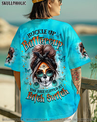 BUCKLE UP BUTTERCUP B SWITCH SKULL MESSY BUN TIE DYE  ALL OVER PRINT - TLNZ1606251