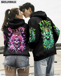 KING QUEEN SKULL ROSE COUPLE ALL OVER PRINT - TLNZ1512233