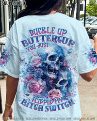 BUCKLE UP BUTTERCUP FLOWER SKULL ALL OVER PRINT - TLNT0104243