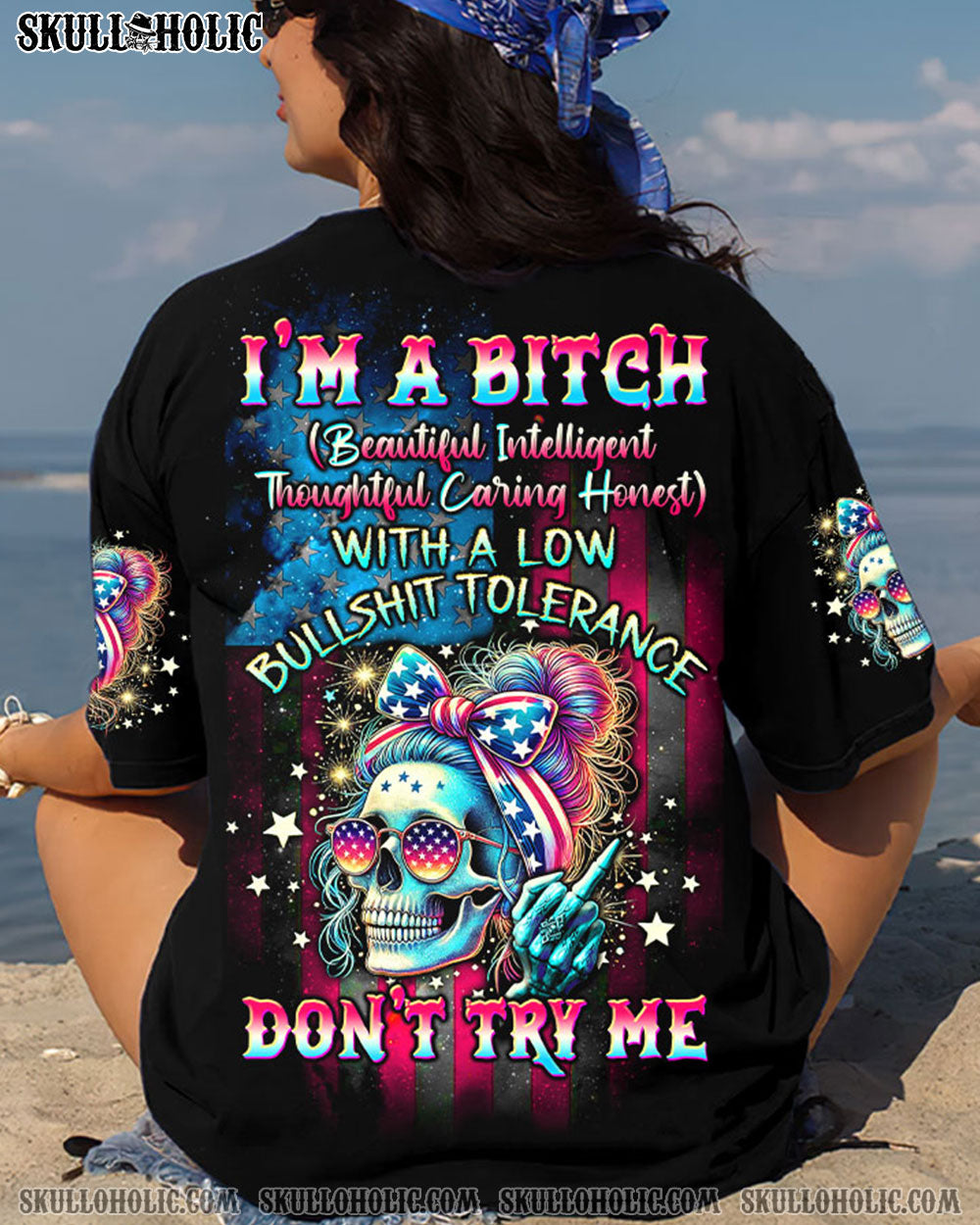 I'M A B DON'T TRY ME MESSY BUN ALL OVER PRINT - TLTW1507242