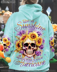 SHE IS SUNSHINE SKULL SUNFLOWERS ALL OVER PRINT - YHKD0501242