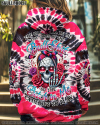 THE GOOD GIRL IN ME MESSY BUN SKULL TIE DYE ALL OVER PRINT - TYQY1002252