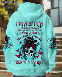 I'M A B DON'T TRY ME SKULL MESSY BUN TIE DYE ALL OVER PRINT - TLTW2512242