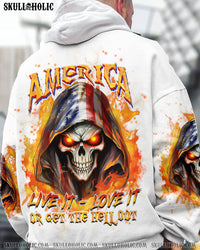 AMERICA LIVE IT LOVE IT OR GET THE HELL OUT SKULL ALL OVER PRINT - YHHN0501241