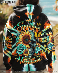 SHE IS SUNSHINE SUNFLOWER SKULL TIE DYE ALL OVER PRINT - TLNZ2711241