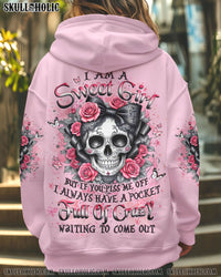I AM A SWEET GIRL FLOWER SKULL ALL OVER PRINT - YHLT1303251