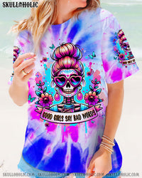 GOOD GIRLS SAY BAD WORDS MESSY BUN SKULL ALL OVER PRINT - TLPQ1304244