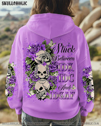STUCK BETWEEN IDK IDC AND IDGAF ROSE SKULL ALL OVER PRINT  - TLTR2711243