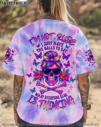 I'M NOT RUDE I JUST HAVE THE BALLS SKULL MESSY BUN TIE DYE ALL OVER PRINT - TLNZ1706253