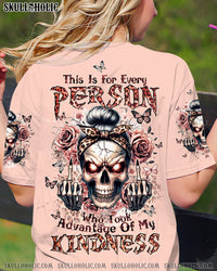 PERSON WHO TOOK ADVANTAGE OF MY KINDNESS MESSY BUN SKULL ALL OVER PRINT - TLTW2504241