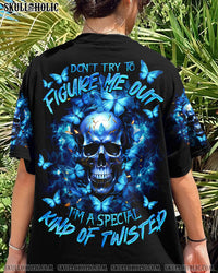DON'T TRY TO FIGURE ME OUT BUTTERFLY SKULL ALL OVER PRINT - TLNO2009233