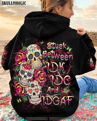 STUCK BETWEEN IDK IDC AND IDGAF SKULL ALL OVER PRINT - YHDU0710242