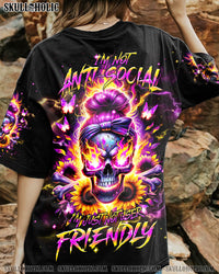 I'M NOT ANTI-SOCIAL MAD MESSY BUN SUNFLOWER ALL OVER PRINT - TLNT0401243
