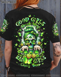 B GIRLS CHUG BEER MESSY BUN SKULL PATRICK'S DAY ALL OVER PRINT - TLTW06012416