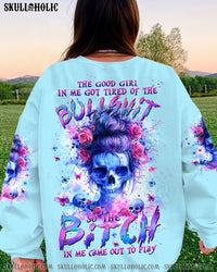 THE GOOD GIRL IN ME SKULL MESSY BUN ALL OVER PRINT - TLTW1803243