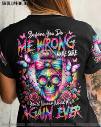 BEFORE YOU DO ME WRONG MESSY BUN SKULL ALL OVER PRINT - TY1305242