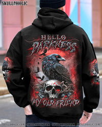 HELLO DARKNESS MY OLD FRIEND CROW SKULL ALL OVER PRINT - YHLN0609242