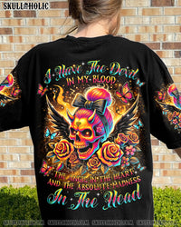 I HAVE THE DEVIL IN MY BLOOD MESSY BUN ALL OVER PRINT - TLTR2507242