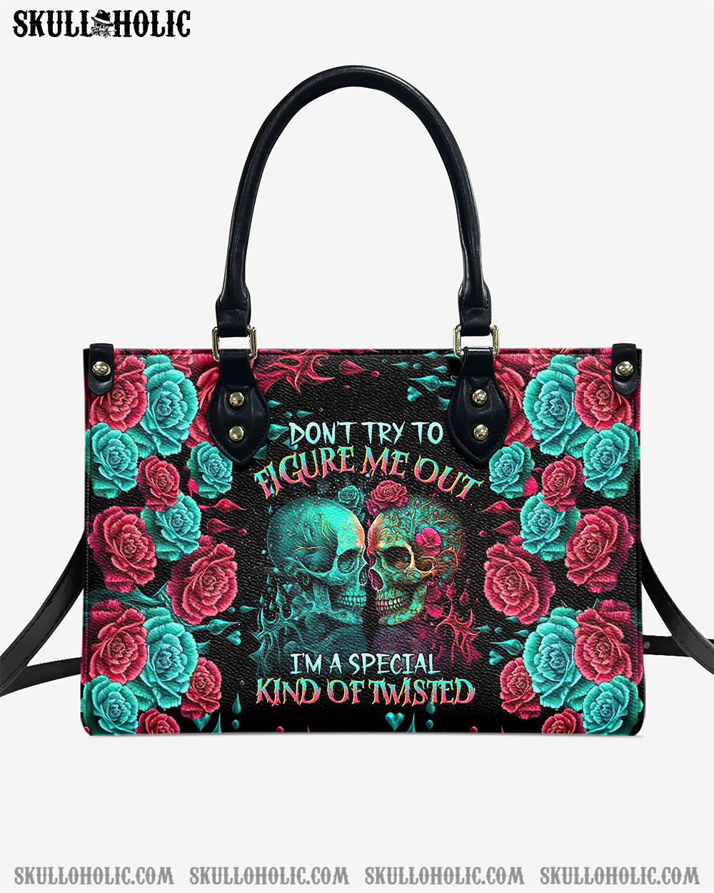 DON'T TRY TO FIGURE ME OUT SKULL LEATHER HANDBAG - TLTR2103245