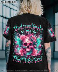 UNDERESTIMATE ME ROSE SKULL ALL OVER PRINT - YHKD1403243
