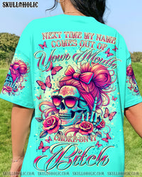 NEXT TIME MY NAMES COMES OUT MESSY BUN SKULL ALL OVER PRINT - TLTR1807241