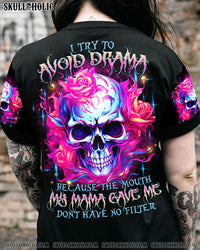 I TRY TO AVOID DRAMA ROSE SKULL ALL OVER PRINT - TLTR1809231