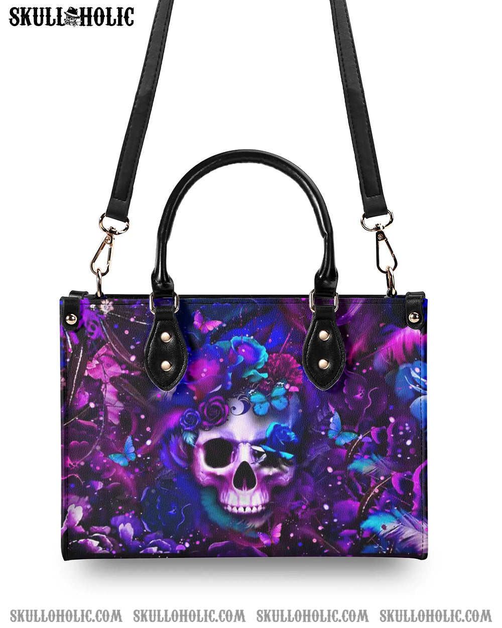 GLOWING SKULL FLOWER LEATHER HANDBAG - YHLT0208243