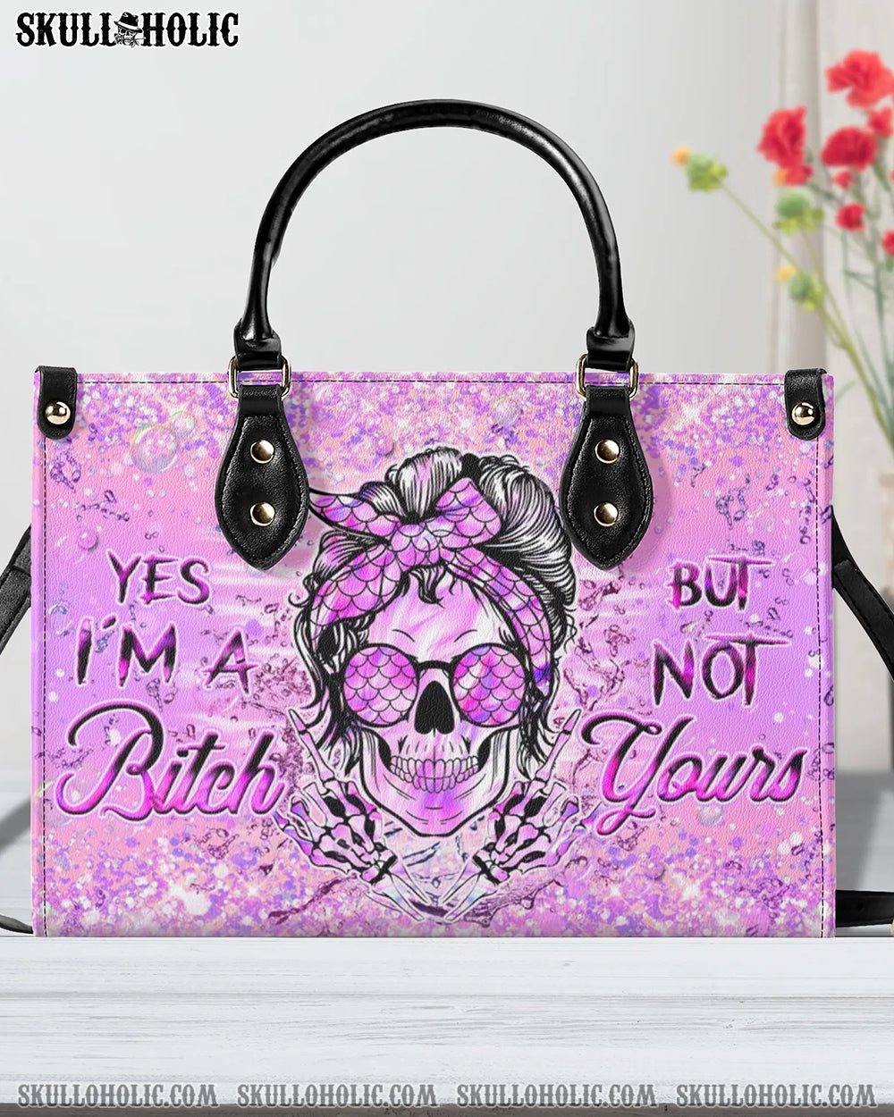 YES I'M A B BUT NOT YOURS LEATHER HANDBAG - YHHN0307244