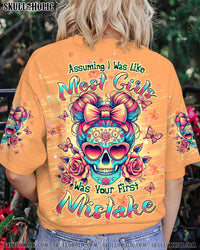 YOUR FIRST MISTAKE BUTTERFLY SKULL MESSY BUN ALL OVER PRINT - TLTW1507245