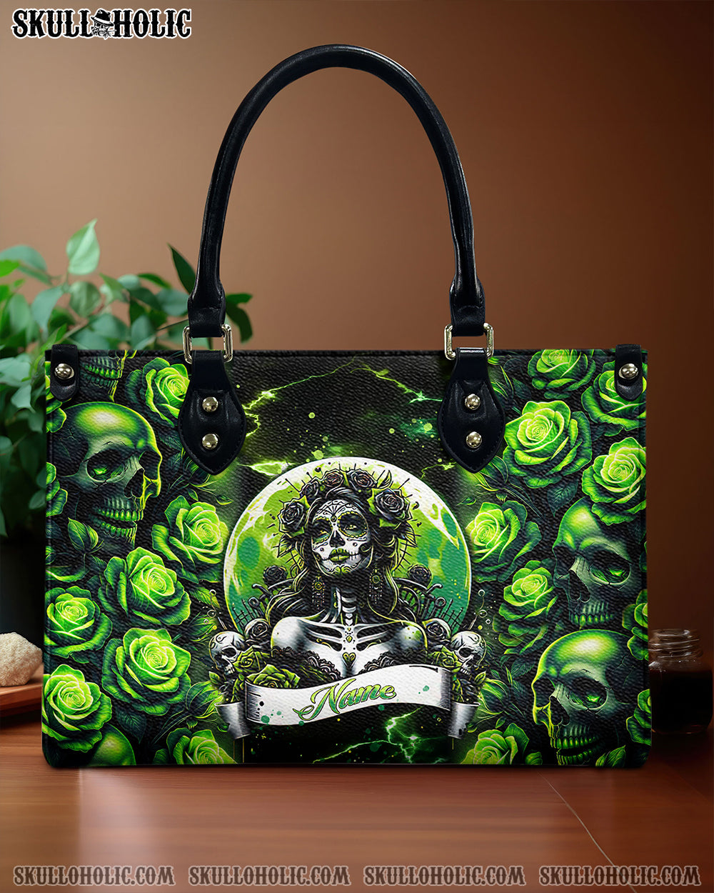 SUGAR SKULL ROSE LEATHER HANDBAG - TLNT3105244